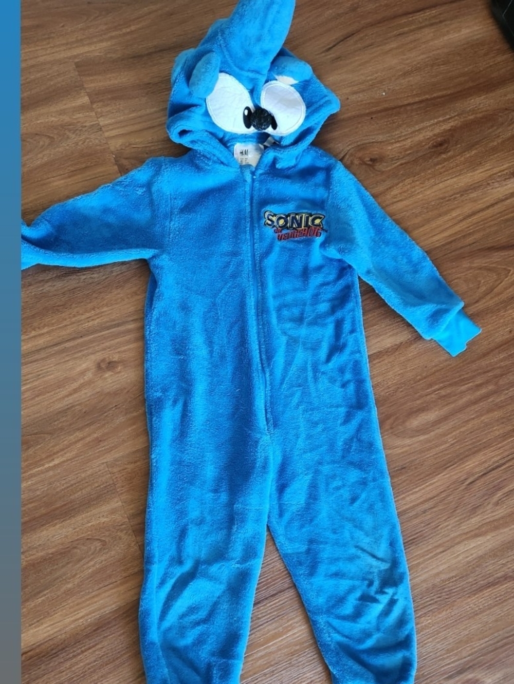 H&M Blue Sonic Hooded Kids One-Piece Footie